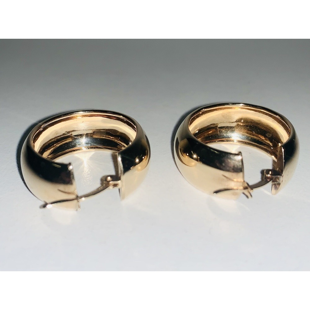 AK 925 TURKEY STERLING SILVER 14K GP HOOP HUGIE EARRINGS - Picture 10 of 11